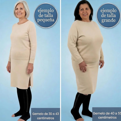 Media compresiva negra con cremallera