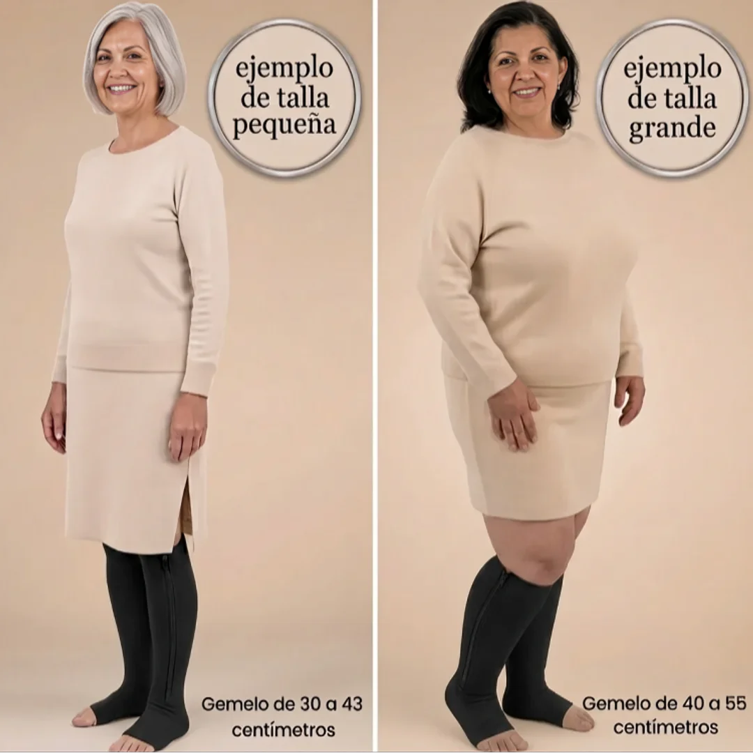Media compresiva negra con cremallera