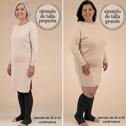 Media compresiva negra con cremallera