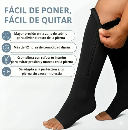 Media compresiva con cremallera