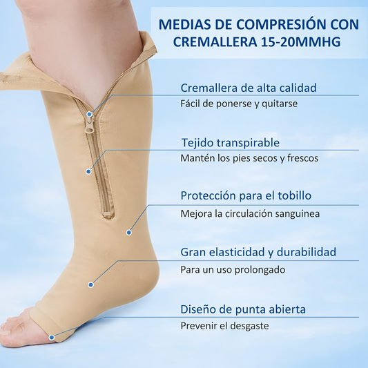 Media compresiva con cremallera